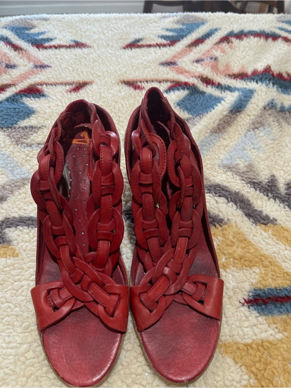 Anthropologie J. Shoes Nicole Red Braided Leather Slingback Heels | Size 8.5 ❤️